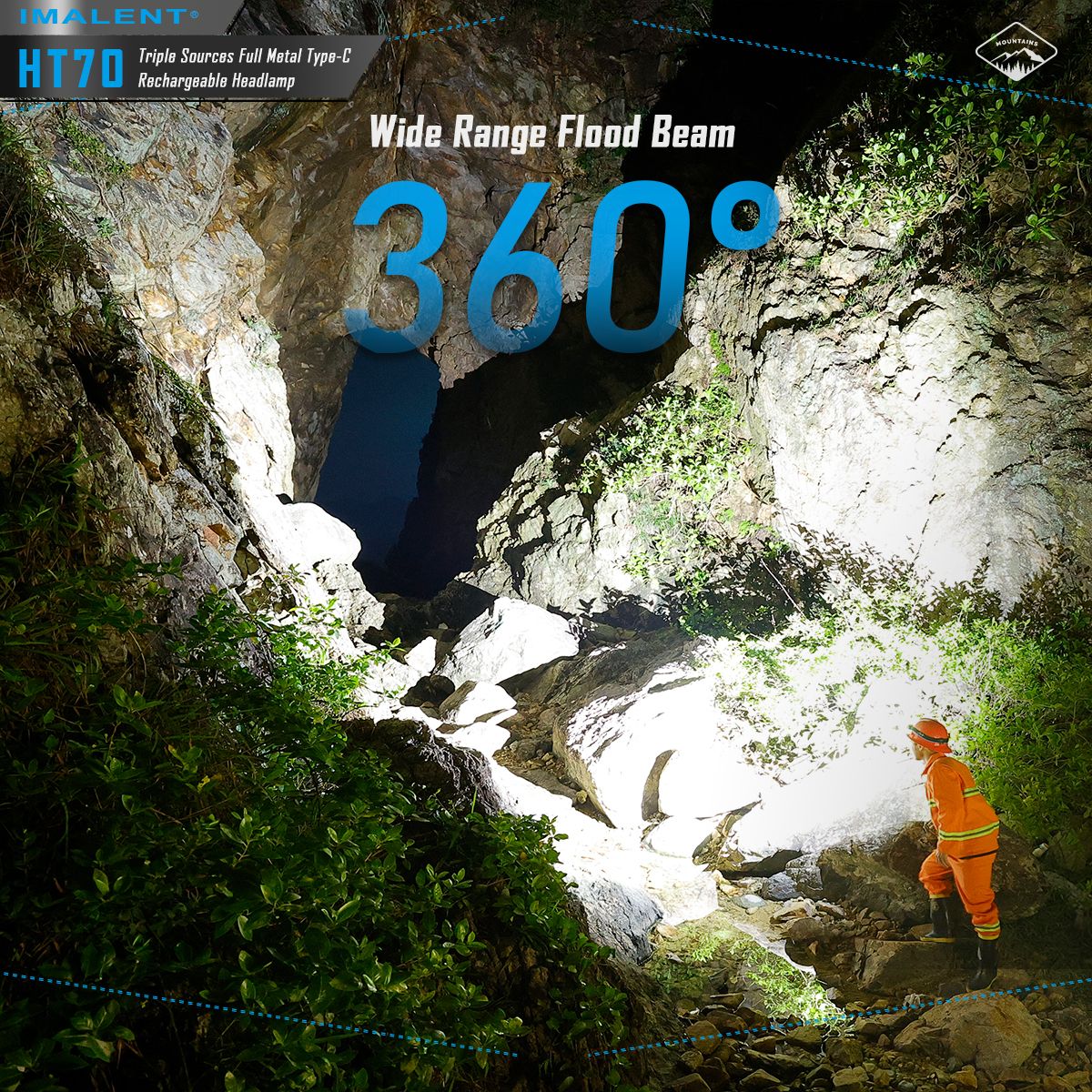 IMALENT HT70: Výkonná 3500lm XHP50.3 HI LED Čelovka pro Dobrodružství | Odolná s Trojitým Zdrojem Světla