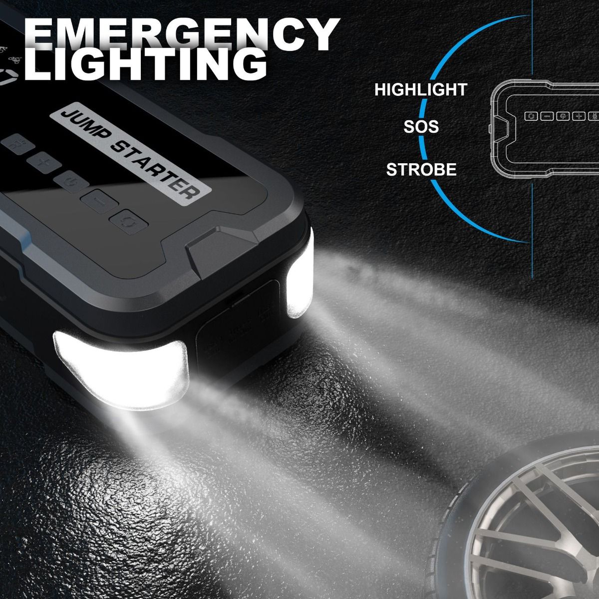 Startovací zdroj Power Bank Přenosná nabíječka s maximálním proudem 2000A Kompaktní design pro problémy s autobaterií