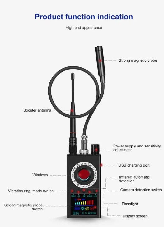 K19 Bezdrátový RF Detektor GPS Tracker Skener Kamera | Osobní Bezpečnost | Kompaktní | LCD | Nový