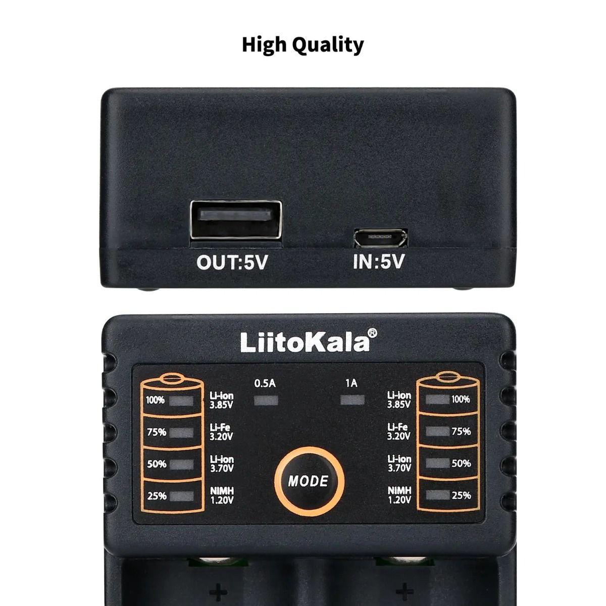 Liitokala Lii-202 Inteligentní Nabíječka 3.7V pro 18650, 26650, NiMH & Lithiové Baterie s USB Výstupem Přenosná