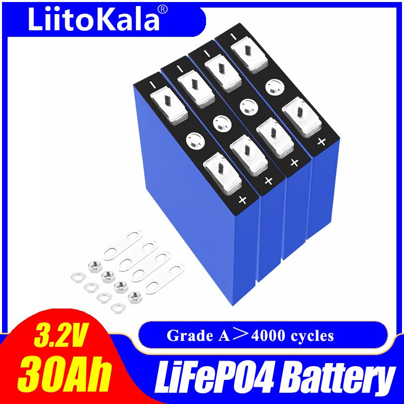 LiitoKala 3.2V 30Ah Lifepo4 bateriový pack 4S 12.8V s vysokou hustotou pro elektrická vozidla, solární aplikace a dlouhou životností cyklů