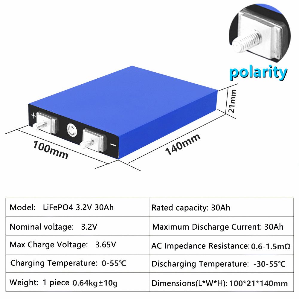 LiitoKala 3.2V 30Ah Lifepo4 bateriový pack 4S 12.8V s vysokou hustotou pro elektrická vozidla, solární aplikace a dlouhou životností cyklů