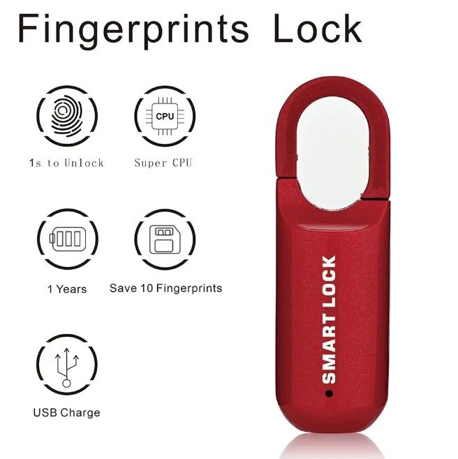 Chytrý Miniaturní Zámek s Otiskem Prstu - USB Bezklíčový, Lehký, pro Cestovní Bezpečnost na Cesty