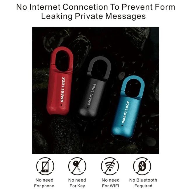 Chytrý Miniaturní Zámek s Otiskem Prstu - USB Bezklíčový, Lehký, pro Cestovní Bezpečnost na Cesty
