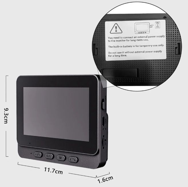 Bezdrátový videotelefon M12 | Chytrý WIFI zvonek s 4,3" IPS Obrazovkou a IR Nočním Viděním pro Domácnost