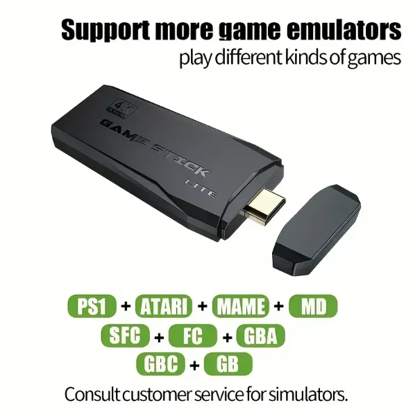 M8 Game Stick 4K Retro Herní Konzole s 2.4G Ovladači: PS1, Atari, až 10000 Her – Nostalgie Zaručena!