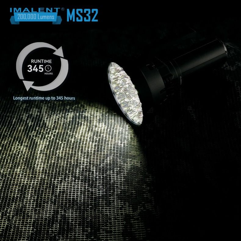 IMALENT MS32 200000 Lumen LED vysokovýkonná svítilna s více režimy osvětlení pro venkovní dobrodružství