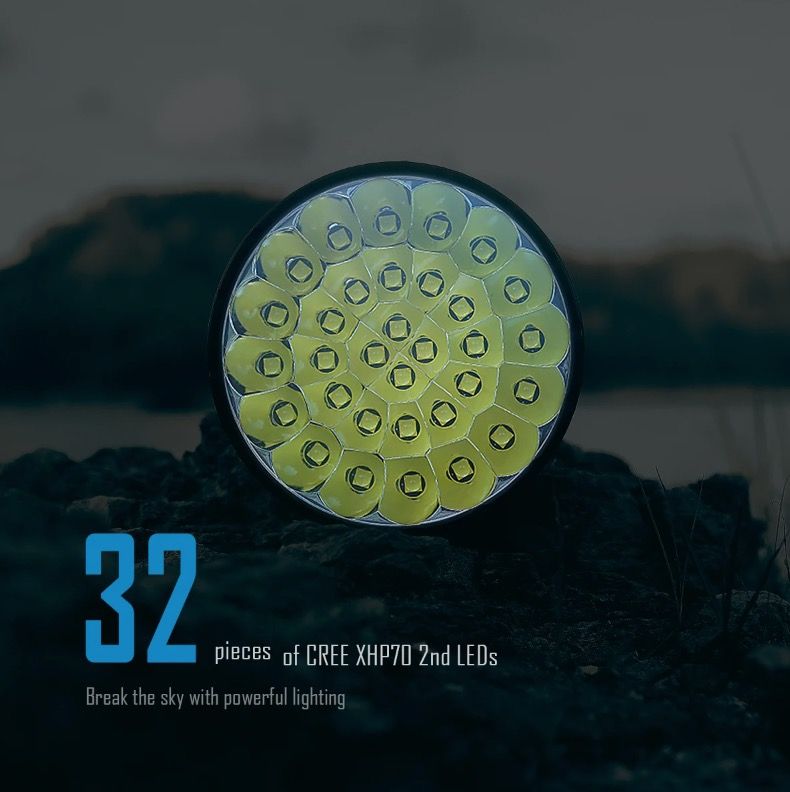 IMALENT MS32 200000 Lumen LED vysokovýkonná svítilna s více režimy osvětlení pro venkovní dobrodružství