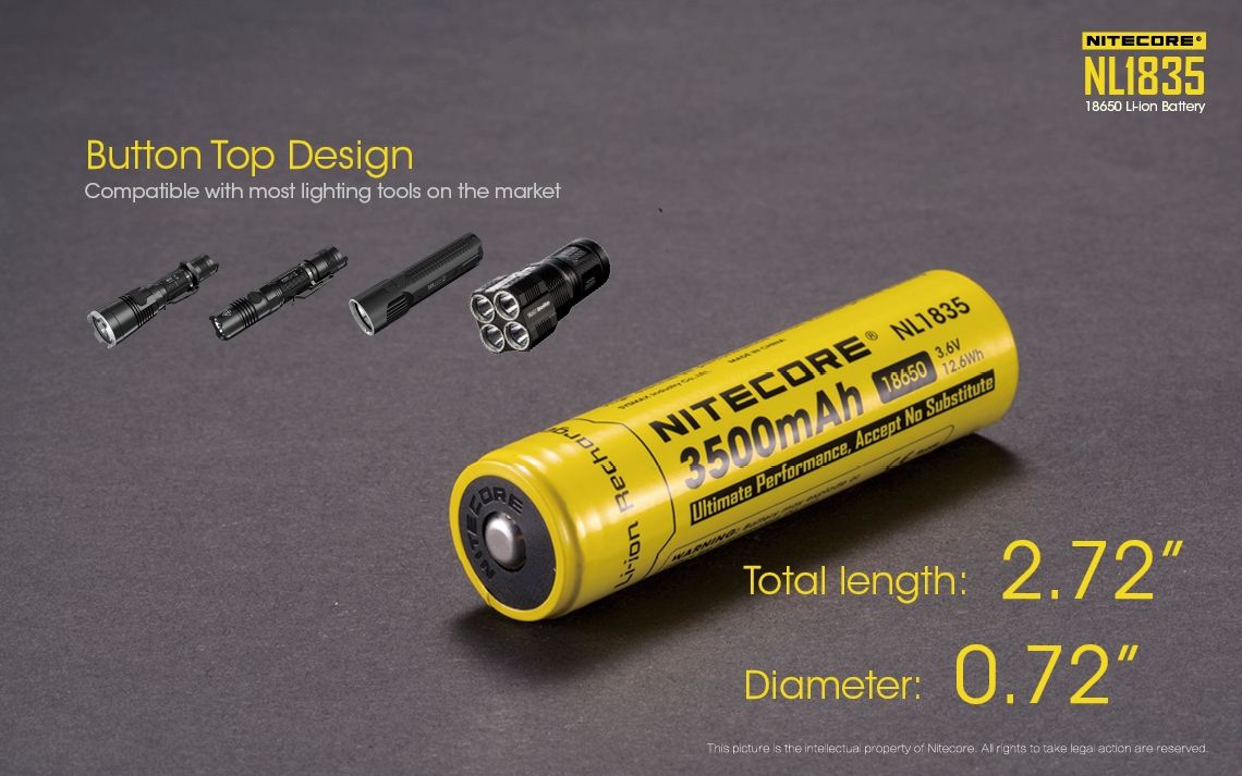 Nitecore 18650 NL1835 3500mAh Li-ion dobíjecí baterie pro dlouhotrvající výkon a spolehlivý výkon