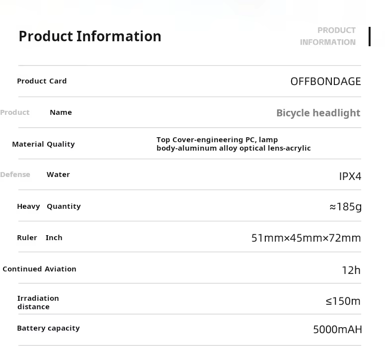 OFF-N5 Cyklosvítilna 1000 lumenů, přední světlo na kolo USB nabíjení MTB silniční, vodotěsné