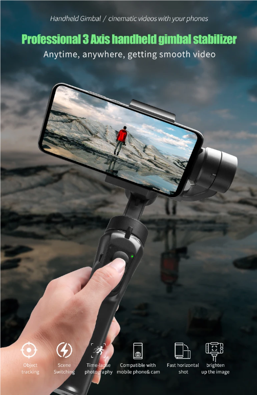 F6 3osý Stabilizátor pro Smartphone: Video stabilizátor s dlouhou výdrží pro plynulé záběry!