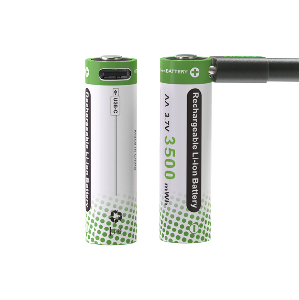 3.7V AA 3500mWh Type-C Dobíjecí Baterie, Li-ion, až 2000 Cyklů Nabíjení