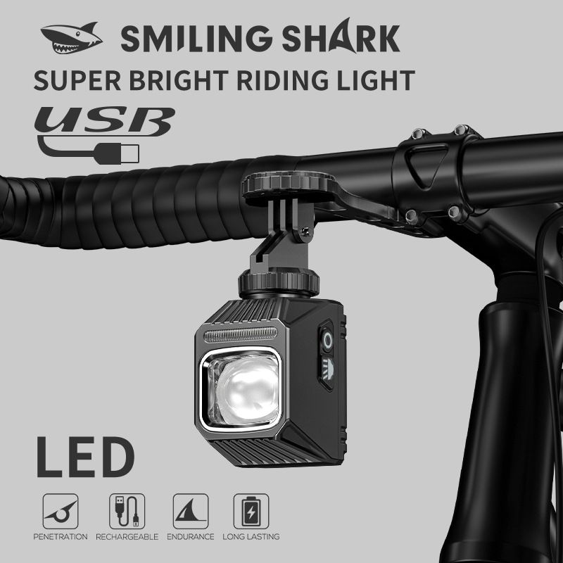SMILING SHARK EVO1700 Přední cyklistické světlo, USB-C nabíjecí, vodotěsné, vícemódové LED světlo na kolo
