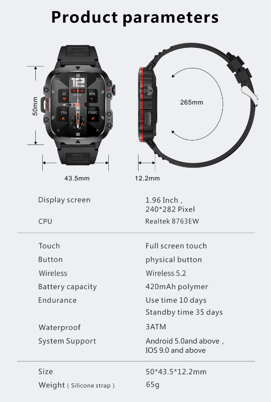 QX11 Chytré hodinky pro muže IP68 5ATM Venkovní sporty Fitness Tracker Monitor zdraví 1.96" BT hovory Chytré hodinky