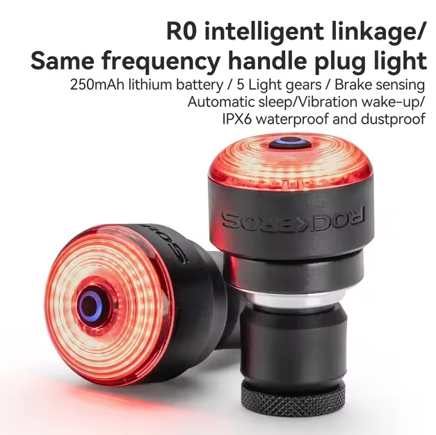 ROCKBROS R0: Integrované zadní světlo na kolo do záslepky řídítek. USB-C, MTB/silnice. Pro vaši bezpečnost!