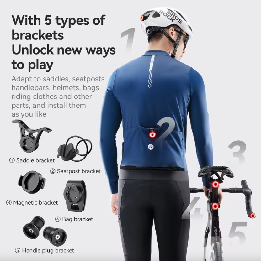 ROCKBROS R0: Integrované zadní světlo na kolo do záslepky řídítek. USB-C, MTB/silnice. Pro vaši bezpečnost!