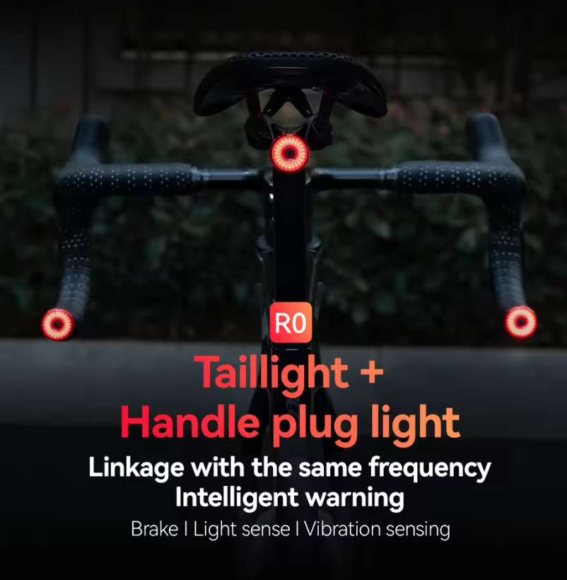 ROCKBROS R0: Integrované zadní světlo na kolo do záslepky řídítek. USB-C, MTB/silnice. Pro vaši bezpečnost!
