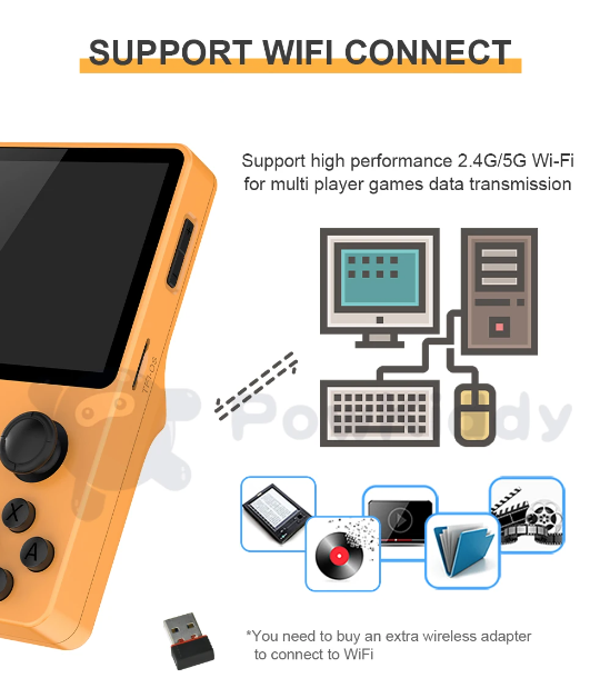 POWKIDDY RGB20S retro kapesní herní konzole, RK3326, 3,5" IPS displej, emulátory PS1 – přenosné hraní