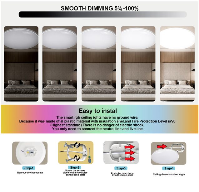 24W Tuya Zigbee Wifi chytré stropní světlo RGBCW s hlasovým ovládáním Alexa pro obývací pokoj