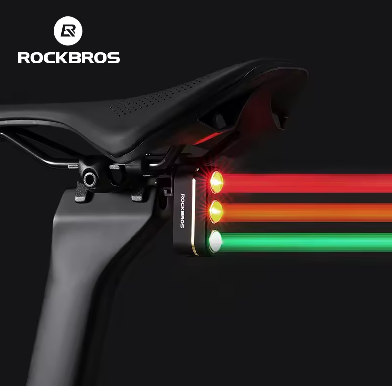 ROCKBROS Chytré zadní světlo na kolo | Vodotěsné IP64, Type-C, detekce brzdění pro bezpečnost