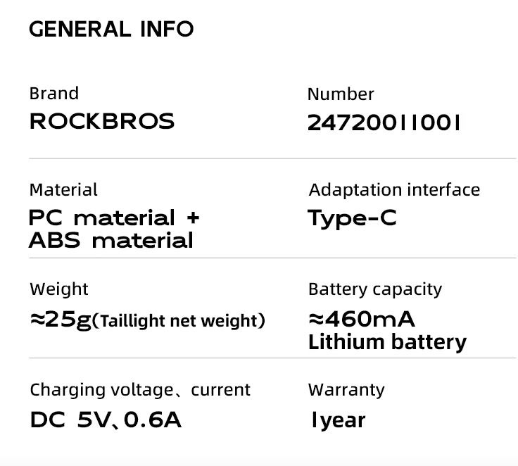 ROCKBROS Chytré zadní světlo na kolo | Vodotěsné IP64, Type-C, detekce brzdění pro bezpečnost