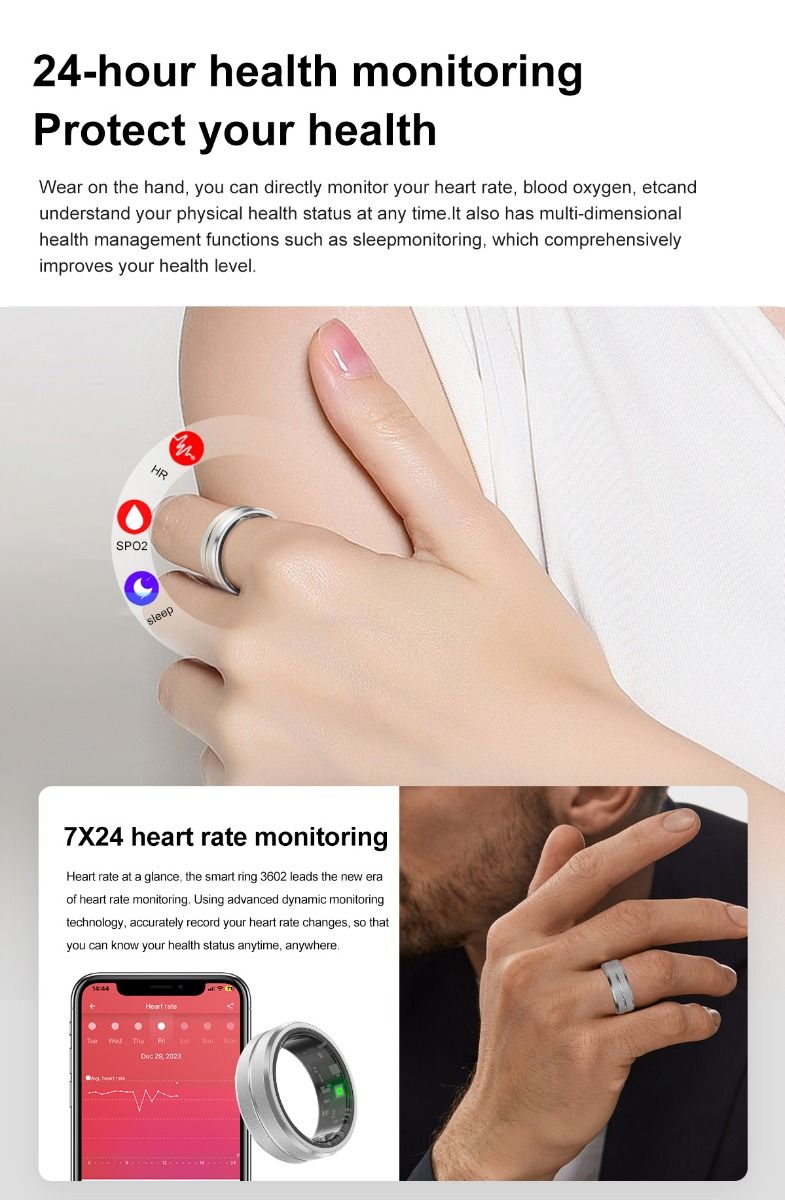 Multifunkční Smart Ring | Nositelná Technologie | Monitorování zdraví & Fitness Tracker s Bluetooth