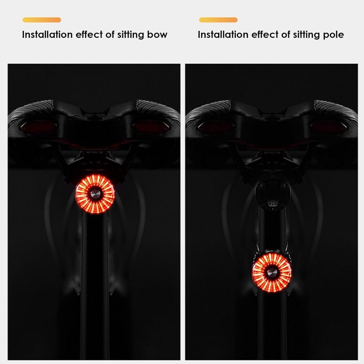 Chytré Zadní Světlo na Kolo s Indukcí Brzdy | Dobíjecí USB LED Vodotěsné pro Sedlovku/Sedlo