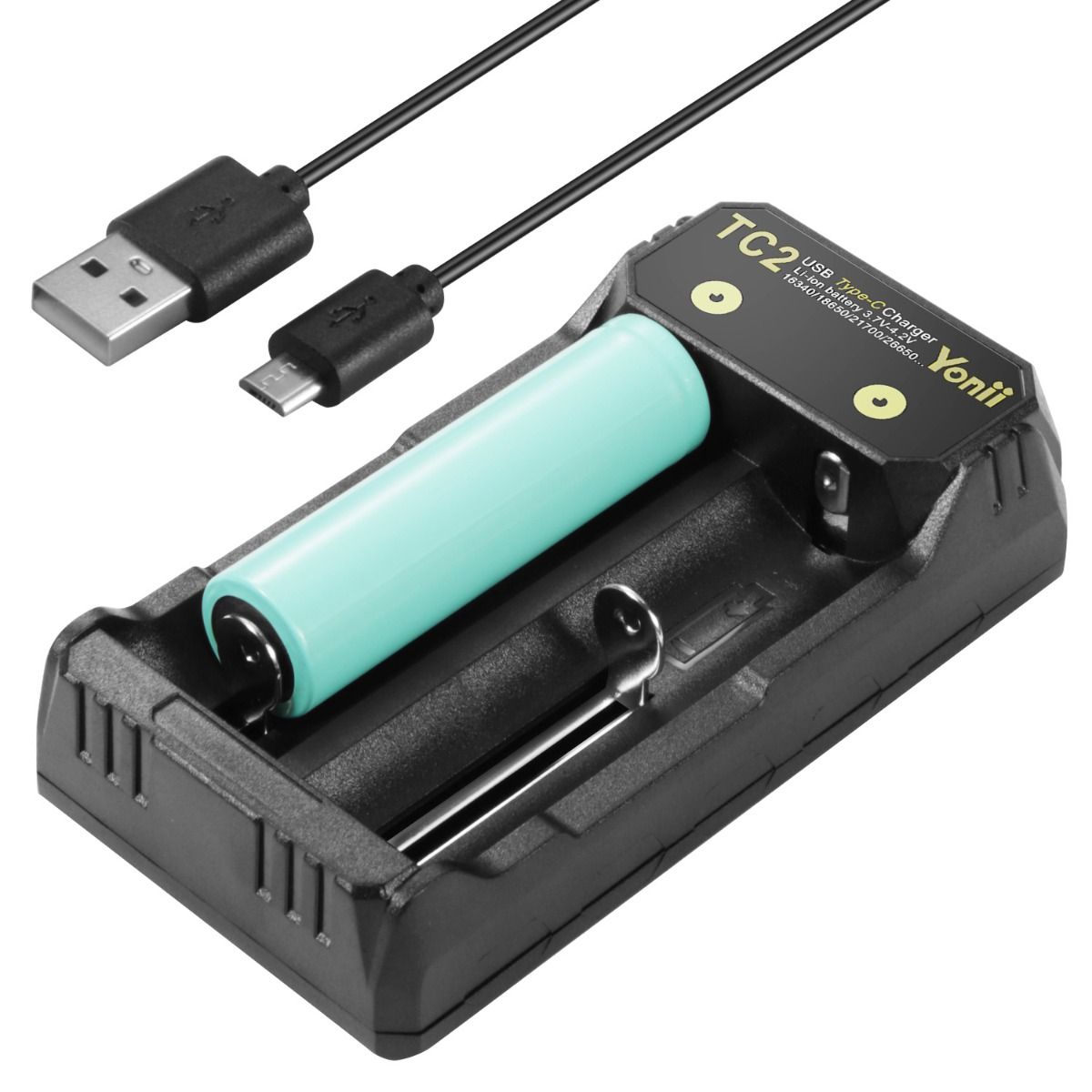 TC2 USB-C rychlá nabíječka Li-ion baterií 3.7V/4.2V pro 18650, 21700. Efektivní správa baterie!