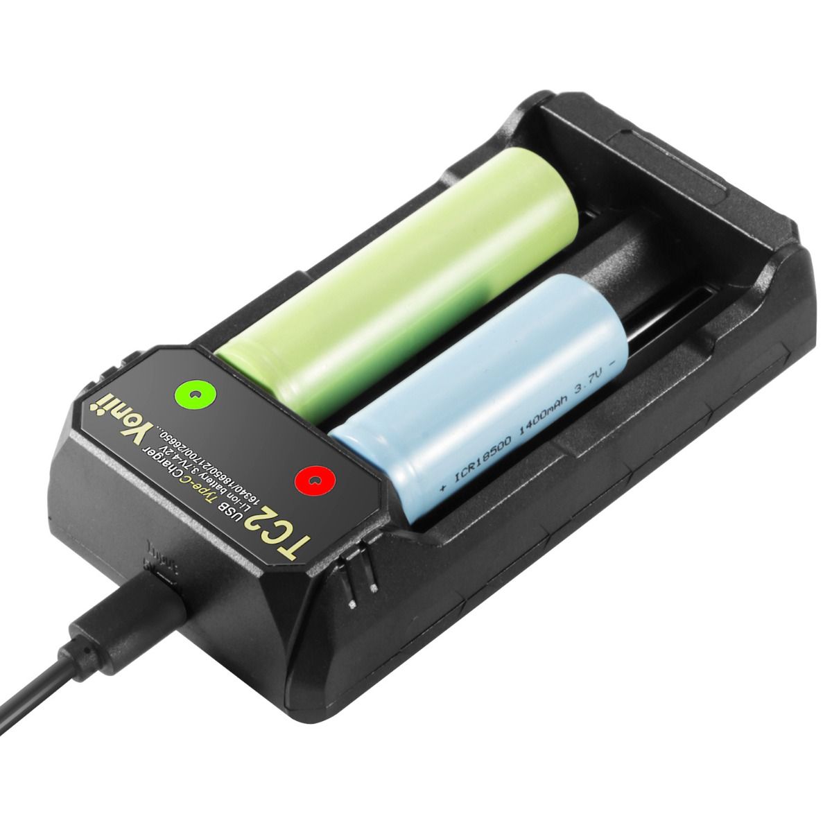 TC2 USB-C rychlá nabíječka Li-ion baterií 3.7V/4.2V pro 18650, 21700. Efektivní správa baterie!