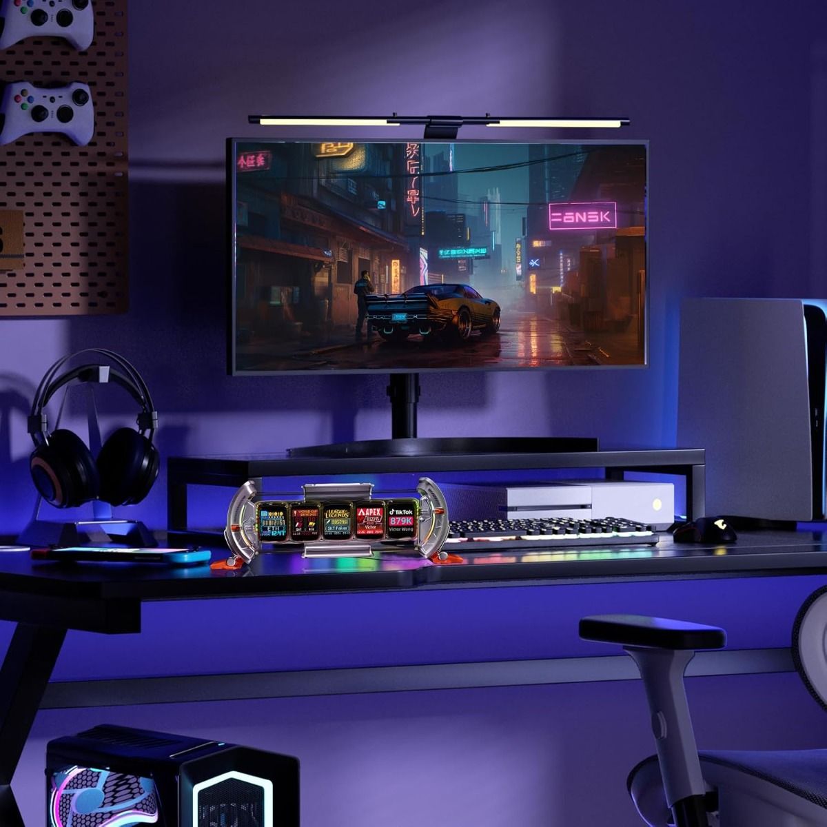 Divoom Times Gate Cyberpunk Budík pro hráče: RGB LED, Pixel Art, Bitcoin/Akcie, Wi-Fi, Chytrá Appka