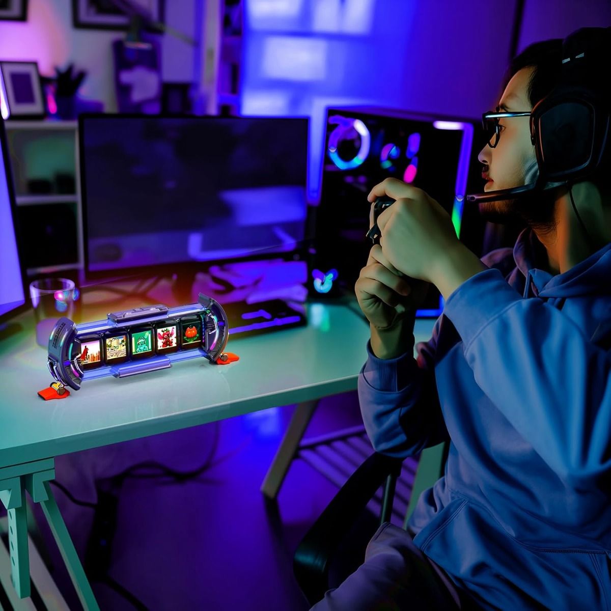 Divoom Times Gate Cyberpunk Budík pro hráče: RGB LED, Pixel Art, Bitcoin/Akcie, Wi-Fi, Chytrá Appka