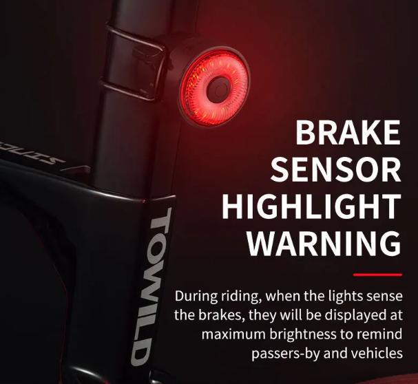 TOWILD TL03 Chytré LED Cyklo Zadní Světlo s Brzdovým Senzorem pro Bezpečnost a Viditelnost na Kole