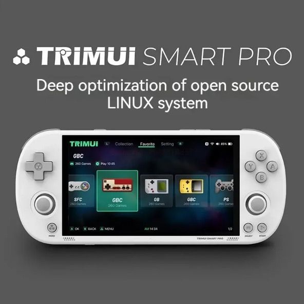 Trimui Smart Pro Vintage kapesní herní konzole, 4,96" HD displej, Bezdrátová, Retro hraní pro každého!