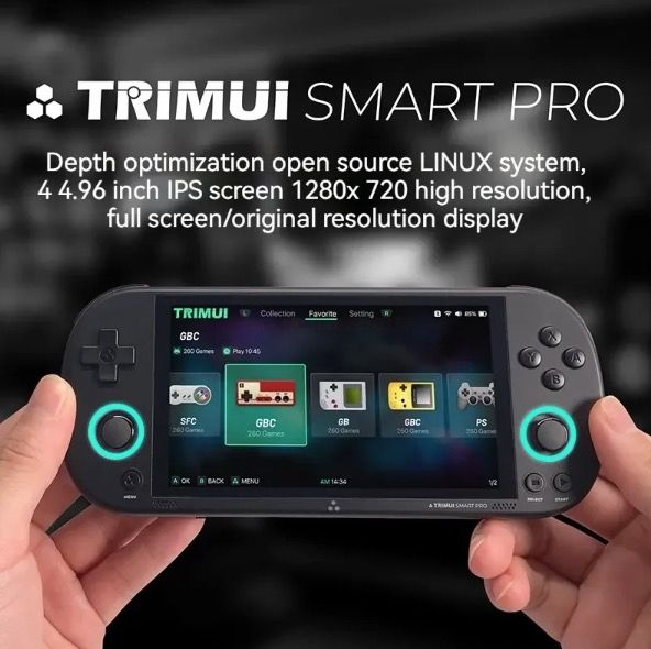 Trimui Smart Pro Vintage kapesní herní konzole, 4,96" HD displej, Bezdrátová, Retro hraní pro každého!