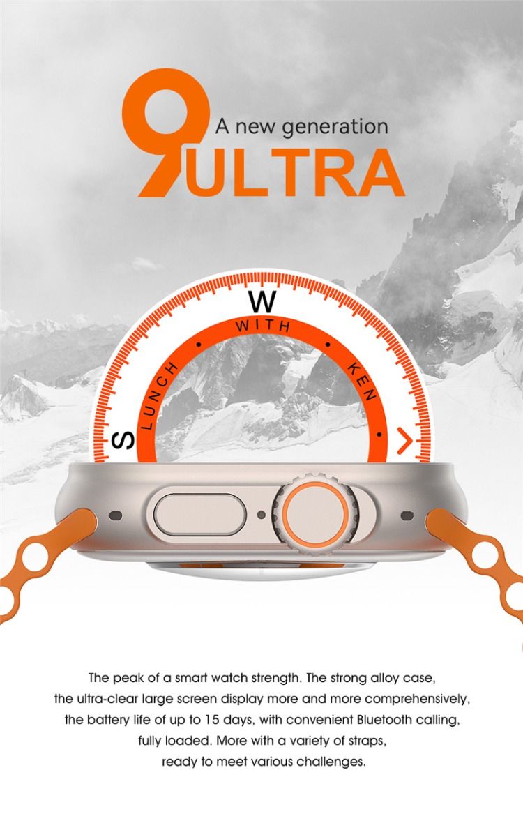 49mm Chytré hodinky Ultra 9 Bluetooth volání NFC kompas GPS sledování trasy IP68 chytré hodinky
