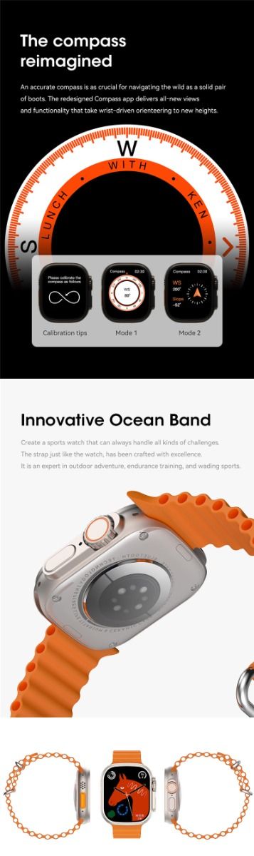 49mm Chytré hodinky Ultra 9 Bluetooth volání NFC kompas GPS sledování trasy IP68 chytré hodinky