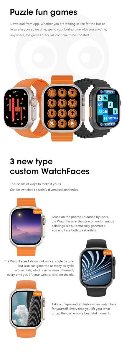 49mm Chytré hodinky Ultra 9 Bluetooth volání NFC kompas GPS sledování trasy IP68 chytré hodinky
