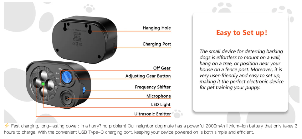 Ultrazvukové zařízení proti štěkání psů | Automatické zastavení štěkání | Výcvik psů k prevenci hluku