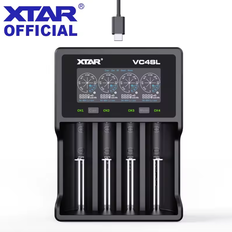 XTAR VC4SL Nabíječka Baterií 18650 21700 USB C s QC3.0 Rychlé Nabíjení a Řízení Energie