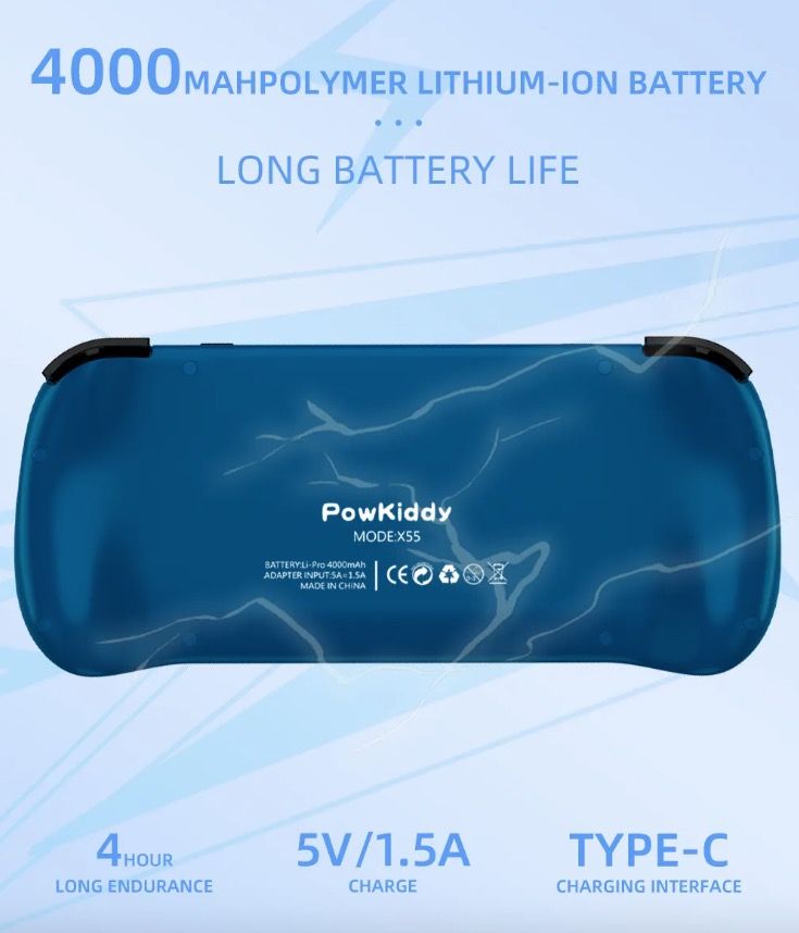 POWKIDDY X55 Kapesní Herní Konzole - 5,5" IPS 1280x720, RK3566 Retro Hraní, Přenosné pro Herní Nadšence!